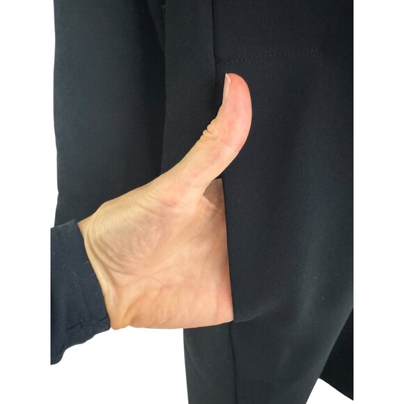 VINCE. Black Mixed Media Long Sleeve Dress w/Pockets Size 4 Tunic Leather Silk‎ - Picture 10 of 15